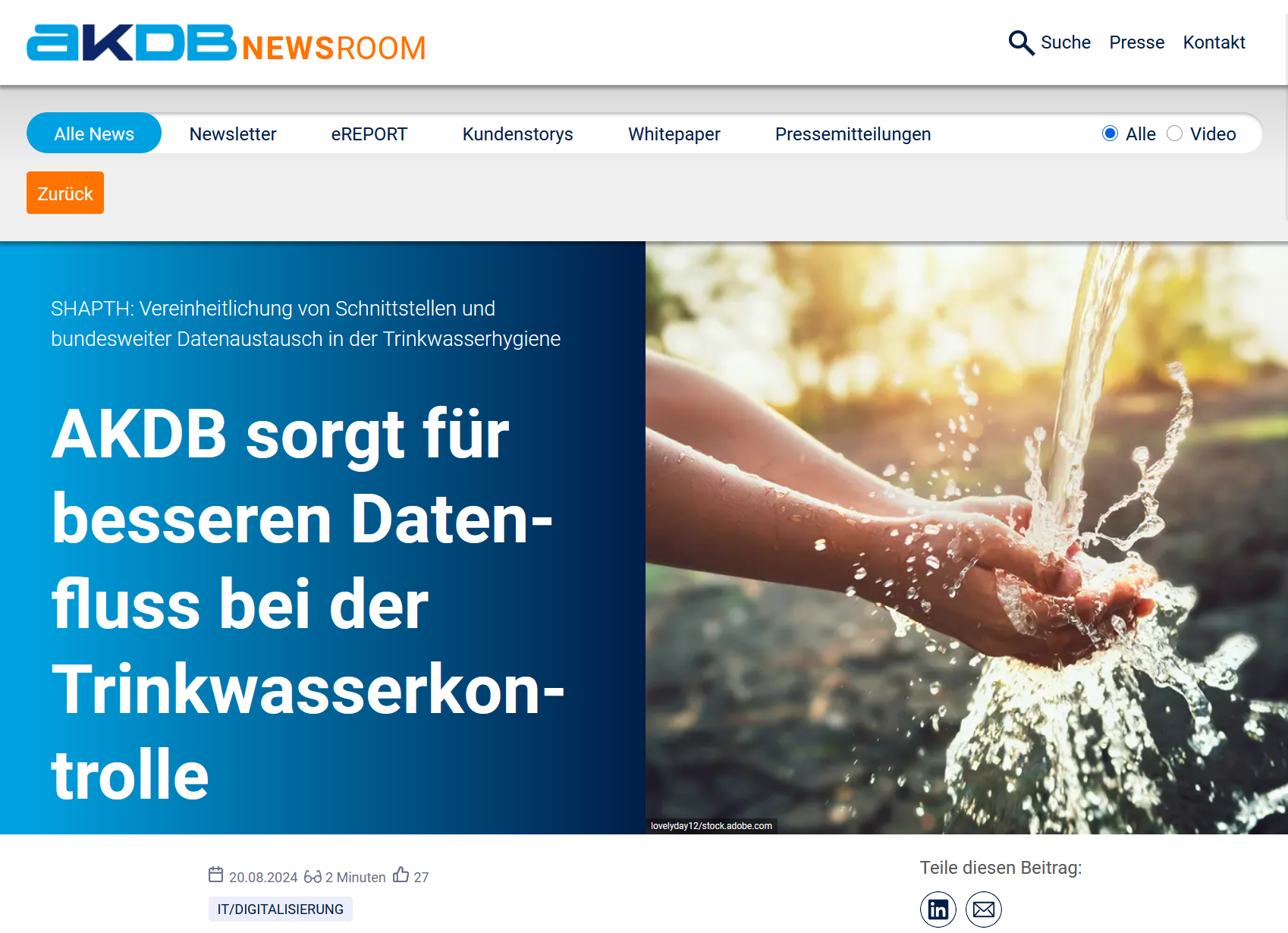 AKDB sorgt für besseren Datenfluss bei der Trinkwasserkontrolle