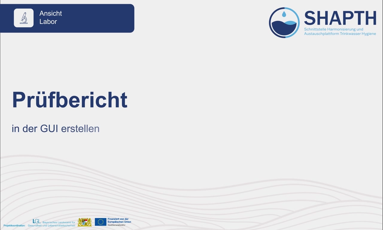 Prüfbericht in der GUI erstellen